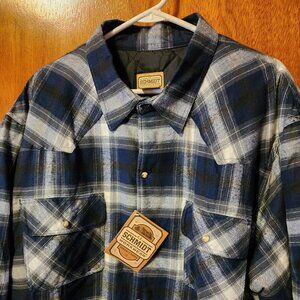 Men's 3XL C.E. Schmidt Workwear Blue Plaid Long Sleeve Snap Down Shacket NWT